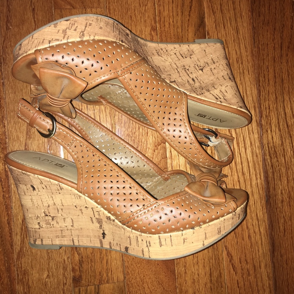 Adorable peep-toe, cork wedges